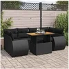 Image de Salon de jardin modulable GENERIQUE 6 personnes noir resine tressee 100 x 55 x 73 cm 7 pieces