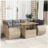Image de Salon de jardin modulable - Lot de 7 pièces - Bois massif Beige - Table extensible - 2 personnes