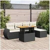 Image de Salon de jardin 6 pcs avec coussins noir résine tressée 3327248