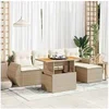 Image de Salon de jardin modulable bois massif beige 5 personnes 100 x 55 x 73 cm 6 pieces