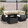 Image de Salon de jardin modulable 4 personnes 5 pieces noir 100.0 x 55 x 73 cm resine tressee