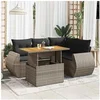 Image de Salon de jardin modulable resine tressee gris 5 pieces 55.0 x 53.0 x 55.0 4 personnes