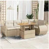 Image de Salon de jardin modulable vidaxl bois massif beige 5 personnes 100 x 55 x 73 cm 6 pieces