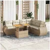 Image de Salon de jardin modulable 7 pieces 2 personnes beige 100 x 55 x 73 cm bois massif