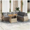 Image de Salon de jardin modulable GENERIQUE 6 personnes beige resine tressee 100 x 55 x 73 cm 7 pieces