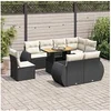 Image de Salon de jardin modulable noir 8 personnes bois massif 100 x 55 x 73 cm 9 pieces