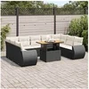 Image de Salon de jardin modulable noir bois massif 2 personnes 100 x 55 x 73 cm 10 pieces
