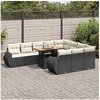Image de Resine tressee 11 pieces noir 10 personnes 100.0 x 55 x 73 salon de jardin modulable