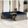 Image de Salon de jardin 11 pcs avec coussins gris résine tressée, ensemble de canapés d'extérieur, ensemble de canapé d'angle 3327316