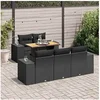 Image de Salon de jardin modulable - Lot de 6 pièces - Noir Bois massif - 5 personnes - Table extensible 100x55x73 cm