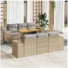 Image de Salon de jardin modulable GENERIQUE 6 personnes beige 7 pieces 100 x 55 x 73 cm resine tressee