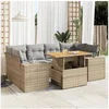 Image de Salon de jardin modulable GENERIQUE 7 pieces resine tressee beige 100 x 55 x 73 cm 6 personnes