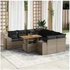 Image de GENERIQUE Salon de jardin modulable - Lot de 9 pieces - gris resine tressee - 8 personnes