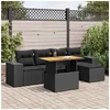Image de Salon de jardin modulable resine tressee noir 6 pieces 4 personnes