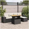 Image de Salon de jardin modulable - Lot de 6 pièces - GENERIQUE résine tressée noir 4 personnes
