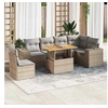 Image de Salon de jardin modulable - Lot de 7 pieces - 6 personnes - Resine tressee beige - Table extensible 100 x 55 x 73 cm