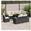 Image de Salon de jardin modulable noir bois massif 9 pieces 100 x 55 x 73 cm 8 personnes