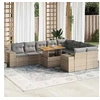 Image de Salon de jardin avec coussins 10pcs beige résine tressée acacia 3327419