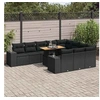 Image de Salon de jardin 10 pcs avec coussins noir résine tressée acacia 3327422