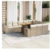 Image de Salon de jardin avec coussins 10pcs beige résine tressée acacia 3327425