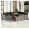 Image de Salon de jardin avec coussins 10 pcs gris résine tressée acacia 3327427