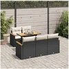 Image de Salon de jardin modulable noir 6 pieces rotin 55 x 62 x 69 cm