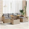 Image de Salon de jardin 6 pcs avec coussins beige résine tressée acacia 3327475