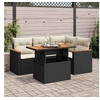 Image de Salon de jardin modulable noir bois massif 4 personnes 55 x 62 x 69 cm 5 pieces
