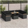 Image de Salon de jardin modulable noir 9 personnes bois massif 55 x 62 x 69 cm 10 pieces