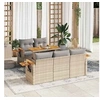 Image de Salon de jardin 6 pcs avec coussins beige résine tressée acacia 3327552