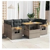 Image de Salon de jardin modulable rotin 7 pieces gris 55 x 62 x 69 cm