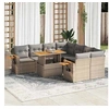 Image de Salon de jardin modulable 9 pieces rotin beige 62 x 62 x 69 cm 9 personnes