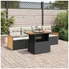 Image de Salon de jardin modulable GENERIQUE 5 pieces noir 4 personnes 62 x 59 x 69 cm resine tressee