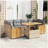 Image de Salon de jardin modulable - Lot de 7 pieces - GENERIQUE resine tressee beige 6 personnes