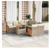 Image de Salon de jardin modulable resine tressee beige 9 pieces 55 x 55 x 73 cm 8 personnes