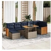Image de Salon de jardin 8pcs avec coussins marron résine tressée acacia, ensemble de canapés d'extérieur, salon de jardin, 3327743