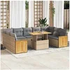 Image de Salon de jardin modulable bois massif beige 10 pieces 100 x 55 x 73 cm 2 personnes