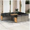 Image de Ensemble de canapés de jardin 11 pcs et coussins rotin acacia, ensemble de canapés d'extérieur, salon de jardin, 3327763