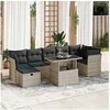 Image de Salon de jardin modulable 8 pieces gris 7 personnes 55.0 x 62 x 69 cm resine tressee