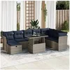 Image de Salon de jardin avec coussins 9 pcs gris résine tressée acacia 3327801