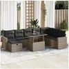 Image de Salon de jardin modulable 9 pieces resine tressee 8 personnes 62.0 x 62 x 69 cm gris