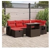 Image de Salon de jardin avec coussins 7 pcs marron résine tressée acacia, ensemble de canapés d'extérieur, salon de jardin, 3327864