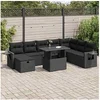 Image de Salon de jardin modulable - Lot de 9 pièces - 2 personnes - Résine tressée noire - Table pliante