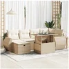 Image de Salon de jardin modulable vidaxl bois massif 7 pieces 2 personnes 62 x 62 x 69 cm beige
