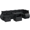 Image de Salon de jardin 8 pcs avec coussins noir résine tressée 3327905
