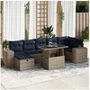 Image de Salon de jardin 8pcs avec coussins marron résine tressée acacia, ensemble de canapés d'extérieur, salon de jardin, 3327951