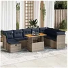 Image de Salon de jardin avec coussins 9pcs marron résine tressée acacia, ensemble de canapés d'extérieur, salon de jardin, 3327992