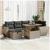 Image de Salon de jardin modulable - Lot de 8 pieces - Resine tressee - 8 personnes - Gris - 100 x 55 x 73 cm