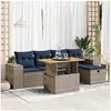 Image de Salon de jardin 6 pcs avec coussins noir résine tressée acacia 3328083