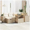 Image de Salon de jardin modulable Vidaxl resine tressee beige 8 pieces 62 x 62 x 69 4 personnes